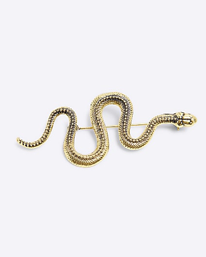 Gold Metal Snake Brooch