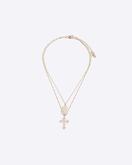 Gold Saint Cross Necklace