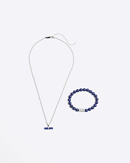 Blue Necklace And Bracelet Set