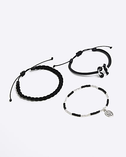 3PK Black Religious Adjustable Bracelet