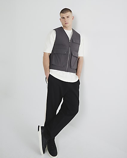 Grey Multi Pocket Quilted Gillet