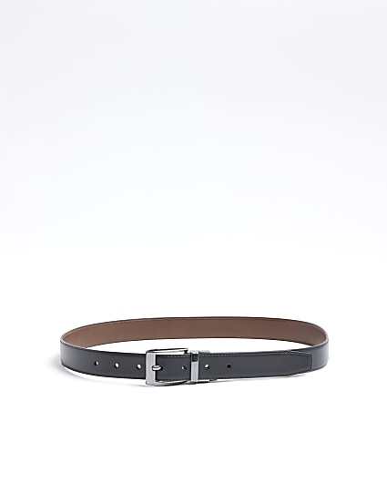 Black Faux Leather Reversible Tan Belt