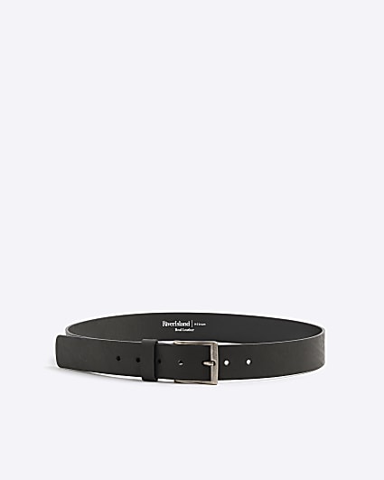 Black Leather Studded Belt