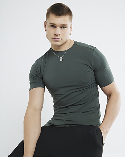 Khaki Muscle Fit Short Sleeve T-Shirt