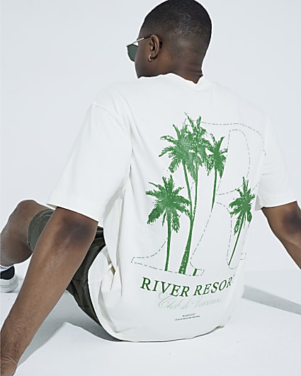 Beige Oversized River Resort T-Shirt