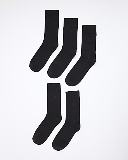 Black Japanese Circle Socks 5PK