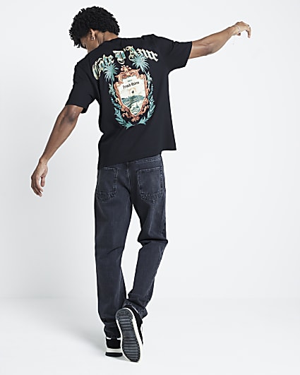 Black Cote D'Azure graphic back t-shirt