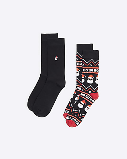 Black 2pk Santa Socks