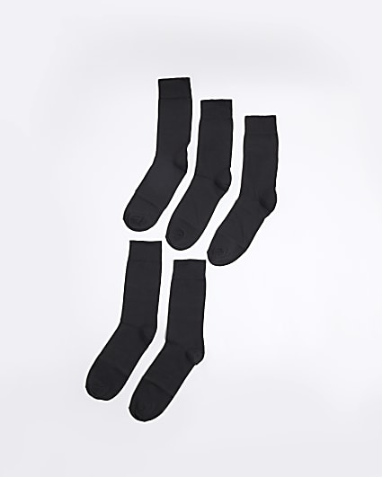 5PK Black Ankle Socks