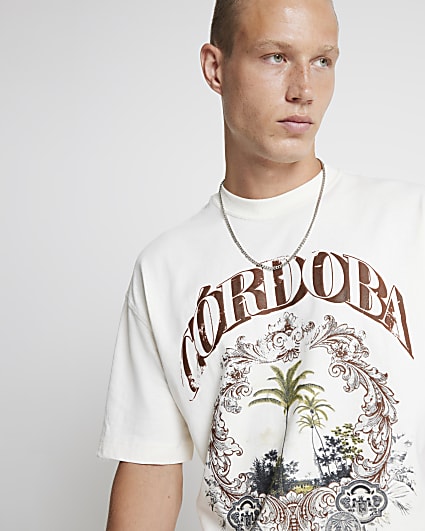 Cream oversized fit cordoba graphic t-shirt