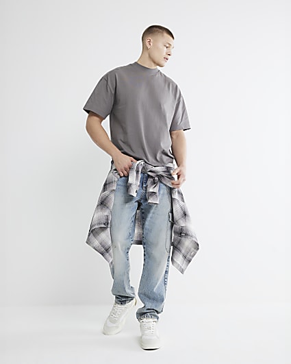 Grey Oversized Fit Short Sleeve T-Shirt