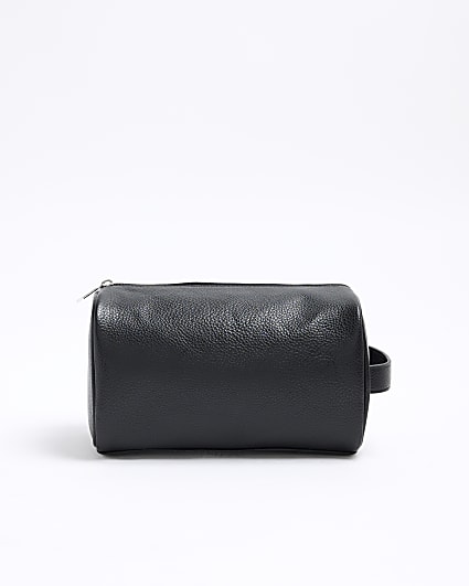 Black Faux Leather Washbag