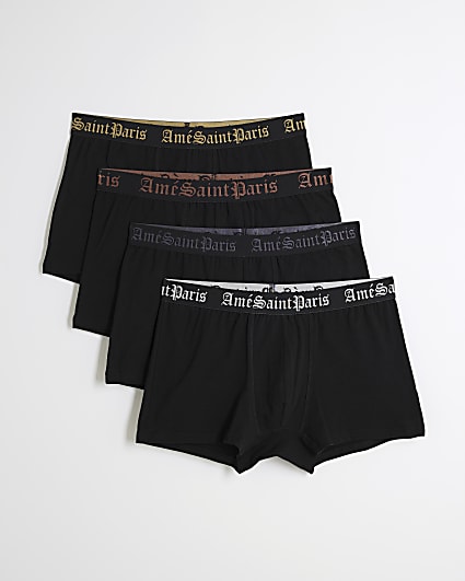 Black 4 Pack Gothic Cotton Stretch Trunks