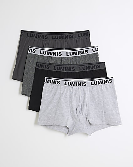 Grey 4 Pack Cotton Stretch Luminis Trunks