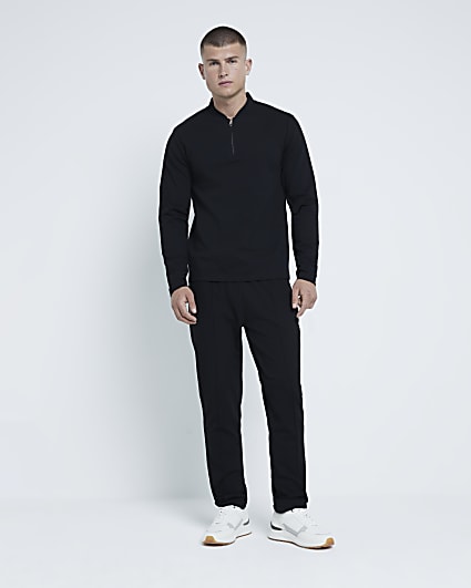 Black Slim Fit Pique Polo Shirt