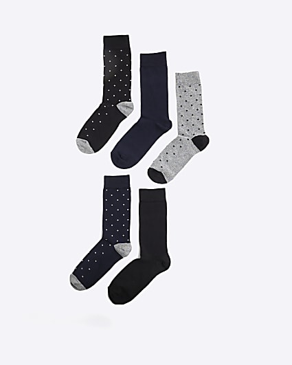 5PK Blue Spot Ankle Socks