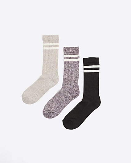 Red 3 Pack Twist Stripe Tube Socks