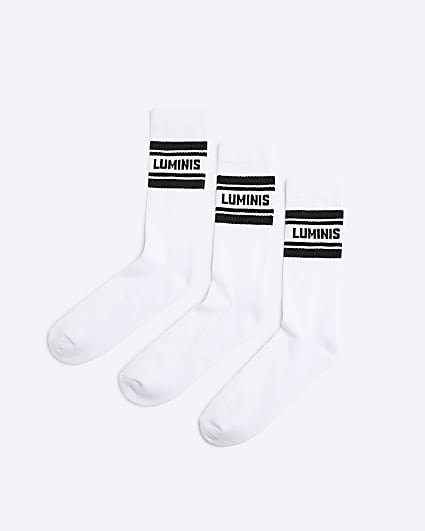 White 3 Pack Luminis Tube Socks