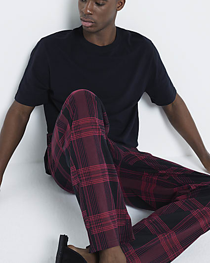 Red Printed Check Pyjama Set