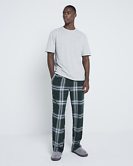 Green Printed Check Pyjama Set