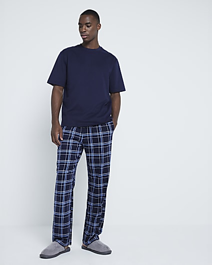 Navy Check Printed Pyjamas Set