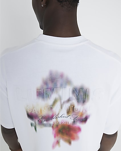 White Floral Embossed T-Shirt