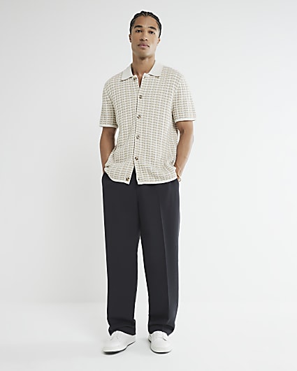 Beige Knitted Check Shirt