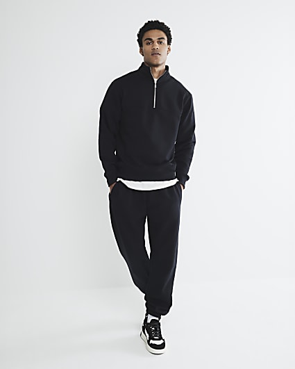 Black Funnel Neck Sweatshirt & Joggers Set