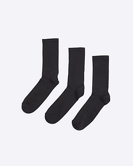 Black 3 pack Plain Tube socks