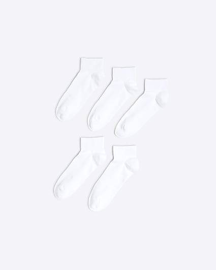 White Quarter Ankle Socks 5 Pack