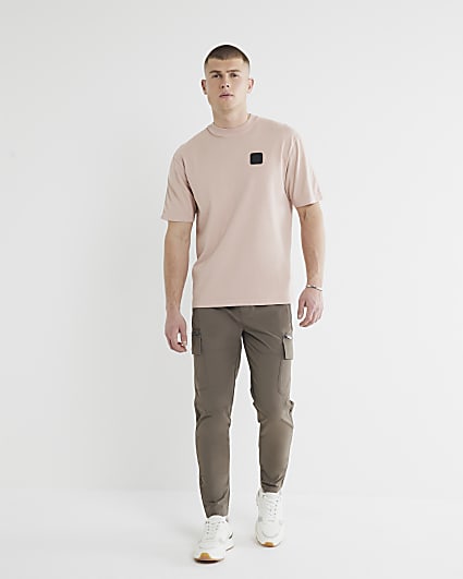 Beige Skinny Fit Cargo Trousers