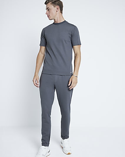 Grey Muscle fit Pique T-Shirt