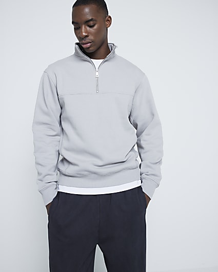 Grey Long Sleeve Polo Shirt