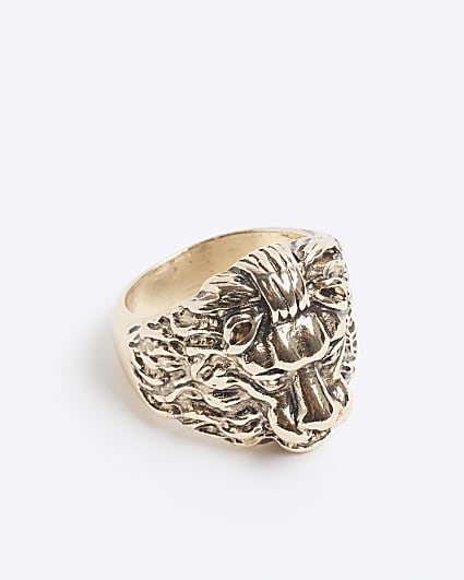 Gold colour lion ring