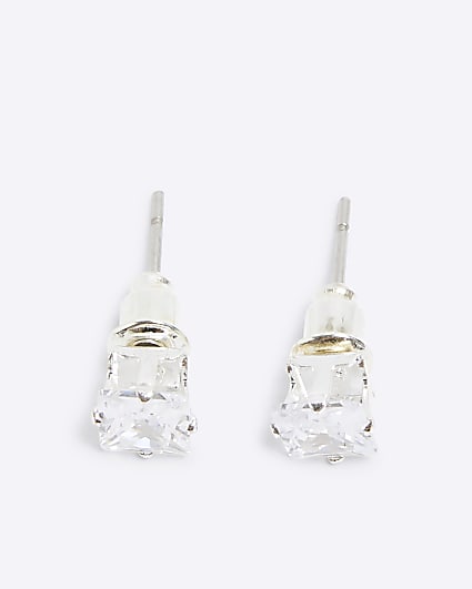 Silver rhinestone stud earrings