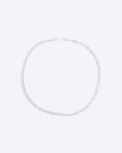 Silver diamante Tennis Necklace