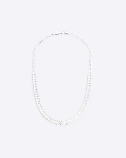 Silver colour textured necklace