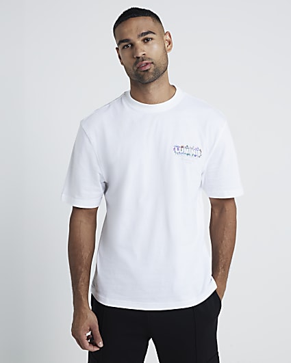 White regular fit Luminis floral t-shirt