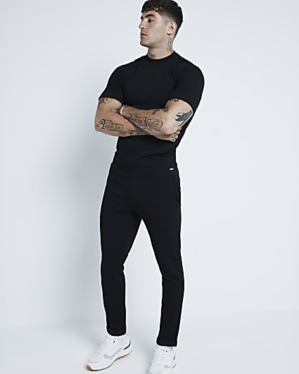 Black Pique Skinny Fit Joggers