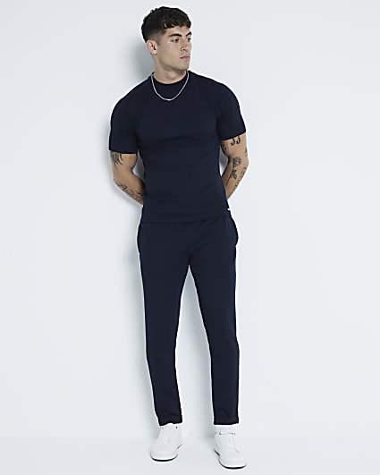 Navy Pique Skinny Fit Joggers