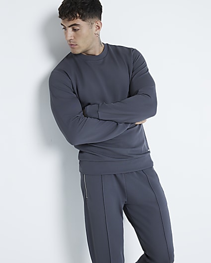 Grey Slim Fit Twill Sweatshirt