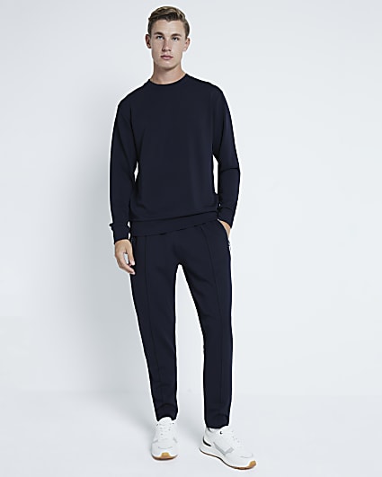 Navy  Slim Fit Twill Sweatshirt