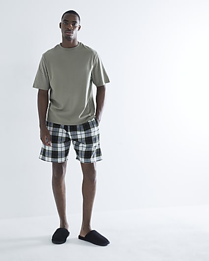 Green T-Shirt And Check Shorts Pyjamas Set