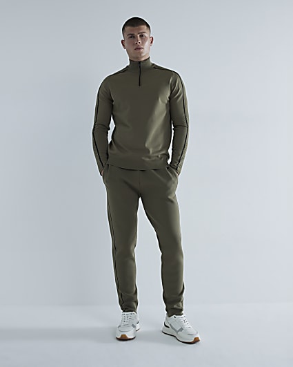 Khaki Slim Fit Funnel Jumper