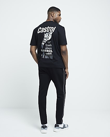 Black Regular Fit Castrol Graphic T-Shirt