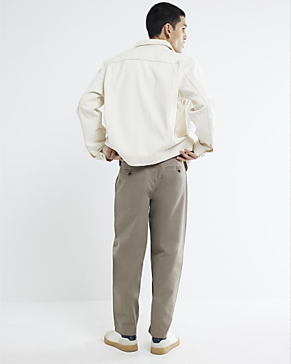 Grey Barrel Leg Trousers