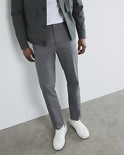 Grey Slim Fit Chino Trousers