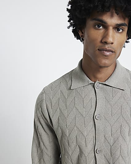 Stone Chevron Knitted Shirt