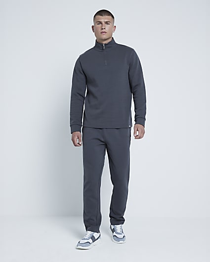 Grey  Slim Fit Jacquard Joggers