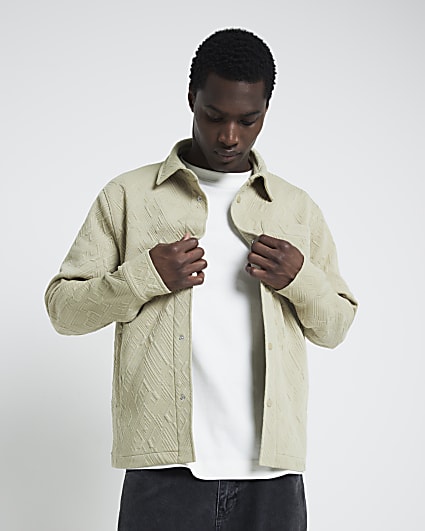 Green Regular Fit Quilt Shacket